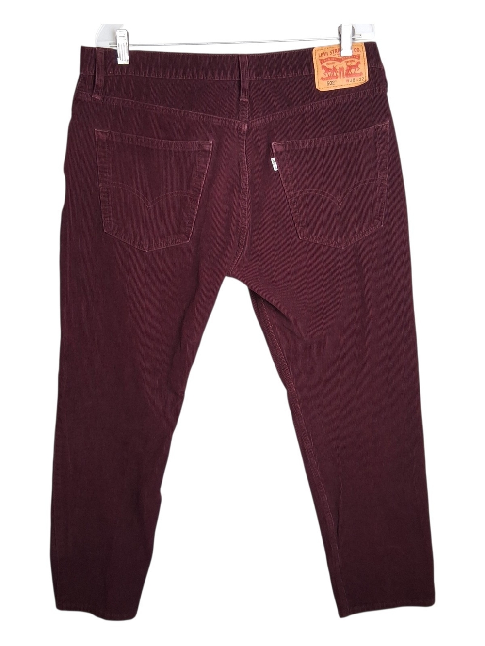 Levi's 502 Regular Taper Red Corduroy Pants - Men's Size 36x32 (Measures 36x28)